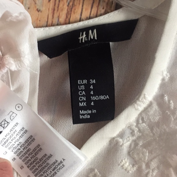 NWT HM H&M NEW YORK CITY STORE IVORY BOHO EMBROIDERED SHEER TOP LACE BLOUSE TOP - Picture 5 of 16